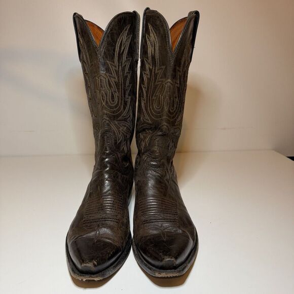 Lucchese 1883 Corbin Mad Dog Goat  Cowboy Boots Chocolate N1556R4 Size 10 D - Picture 6 of 12